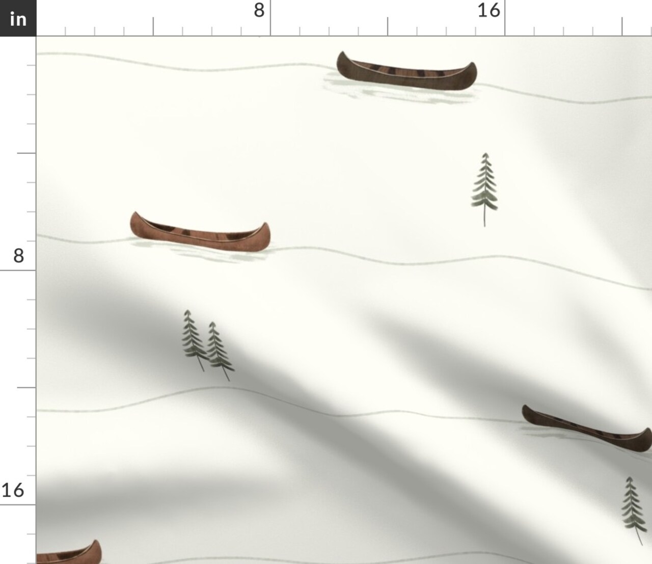 Cabincore Lodge Lake House Camping Cabin Rustic Outdoors Farmhouse Modern Vacation Home Warm Minimalism Cozy Trees Canoe Boat Forest Woods Custom Printed Fabric by Spoonflower Various Fabrics by the Yard or Fat Quarter